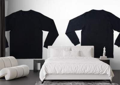 Black long sleeve t shirt front and back view isolated on white background. Wall mural