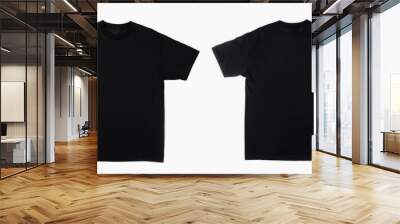 Blank T-Shirt color black template front and back view. blank t-shirt template.  Blank tshirt set, for your mockup design to be printed, isolated on a white background. Wall mural