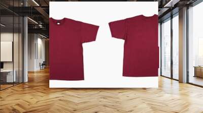 Blank T-Shirt color red template front and back view. blank t-shirt template.  Blank tshirt set, for your mockup design to be printed, isolated on a white background. Wall mural