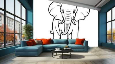 Cute elephant in vector line art, perfect for coloring, showcasing the beauty of wildlife. Wall mural