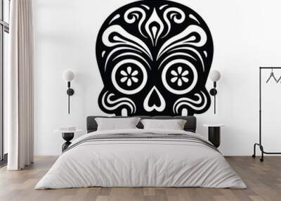 Day of The Dead sugar skull outline tattoo Wall mural