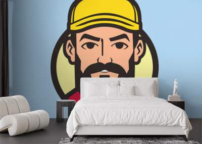 vector  handyman worker illustration logo design Wall mural