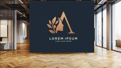 Beauty logo template with letter A concept Premium Vector Wall mural