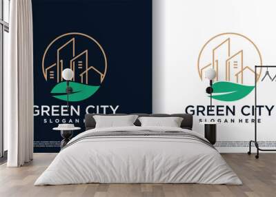 green city logo design vector with modern style premium vector Wall mural