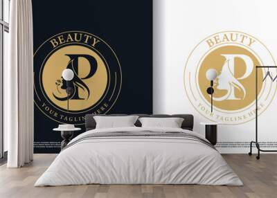 initial p logo design with beauty women icon and creative concept premium vector Wall mural