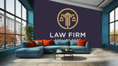 Law logo design with simple and fresh concept Premium Vector Wall mural