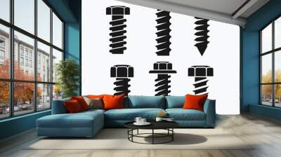 set of black screw logo on white background. Wall mural