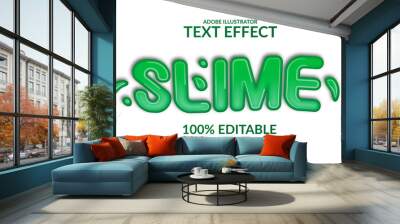 3d green slime gradient text effect. liquid editable font adobe illustrator Wall mural