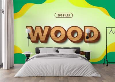 wood texture 3d editable text effect. eps vector file. suitable for nature Wall mural