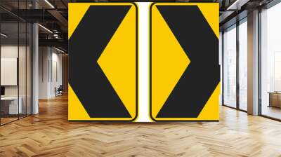 Bundle set isolated rectangle yellow black right left arrow direction road sign Wall mural