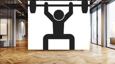 isolated sport pictogram, arm exercise, weightlifting, arm biceps curle, gym fitness icon Wall mural