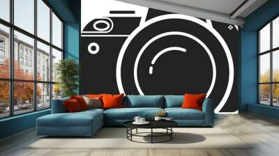 Isolated transparent illustration black icon symbol 
 of modern photo camera DSLR digital single lens reflector mirrorless Wall mural