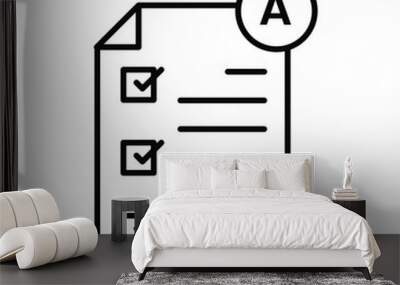 paper with exam score showing score is A learning icon, Outline symbol icon. Editable vector stroke. Wall mural