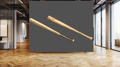 Hand drawn sketch of baseball bat in color, isolated on white background. Detailed vintage style drawing, for posters, decoration and print. Vector illustration Wall mural