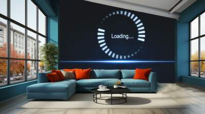 Loading symbol on blue light background. Business concept Wall mural