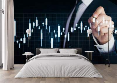 Man with stock investment graph. Investment and finance concept Wall mural