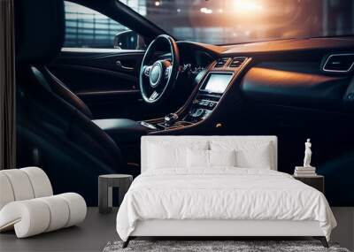 Modern luxury car interior details. Generative Ai Wall mural