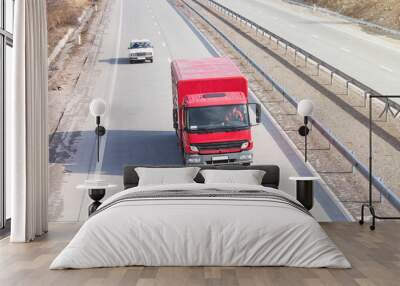 Truck on the highway. Transportation Wall mural