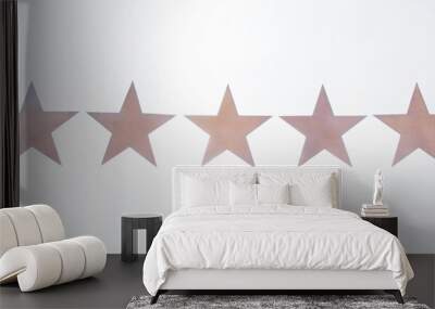 Wooden 5 stars on white background. Service rating Wall mural