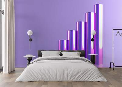 Vibrant Purple Bar Graph on a Gradient Background, modern data visualization, sleek design for business or financial presentations. Wall mural