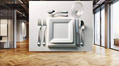 fork and knife on a plate Wall mural