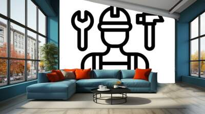 12 contractor line icon illustration vector graphic Wall mural