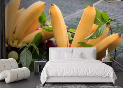 A closeup shot of fresh bananas Wall mural