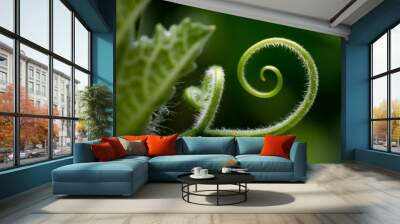 Macro photograph of a spiral shaped plant Wall mural