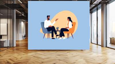 woman and man talking, vector illustration Wall mural