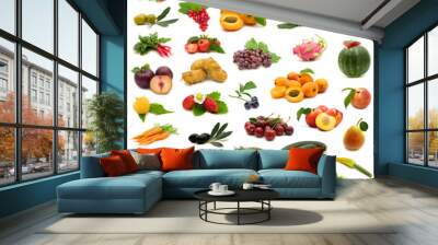 large page of bio fruits and vegetables Wall mural