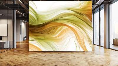 orange and yellow abstract wavy hair curves isolated on white background Wall mural