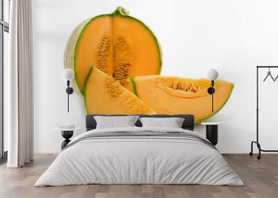 slice fresh mellon on white background Wall mural