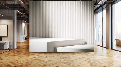 white double podium or pedestal on beige background. minimal cosmetic background for product present Wall mural