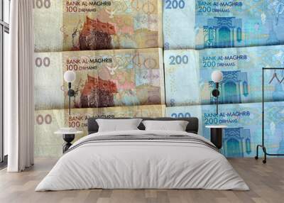 Africa - Morocco - money - dirhams - 100 and 200 banknote  Wall mural