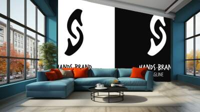 Handshake vectorial logo. Abstract minimal hands holding with Letter S Concept Wall mural