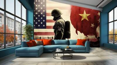 china and usa at war abstract concept illustration generative ai Wall mural