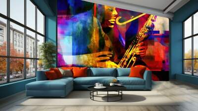 International world jazz day poster design abstract illustration generative ai Wall mural