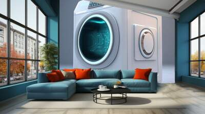 smart intelligent wireless washing machine of the future illustration generative ai Wall mural