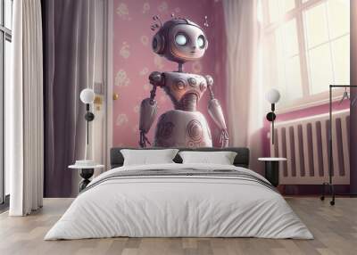 very tight robot girl in bedroom illustration generative ai Wall mural