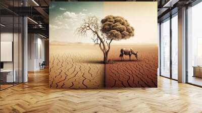 World Day To Combat, desertification and drought illustration generative ai Wall mural