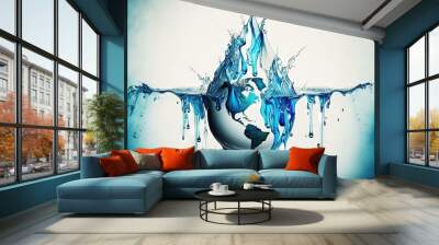 World water day. Globe Concept design for planet earth made of water illustration generative ai Wall mural