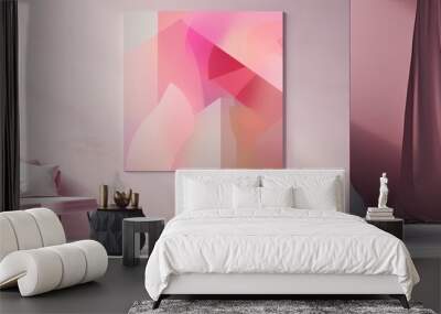 Online webinar Zoom interior room background in a modern and contemporary minimalist gallery style with pops of pink color in big art for teams video calls backdrop. Created using generative AI. Wall mural