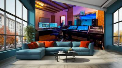 Modern digital audio recording studio Wall mural