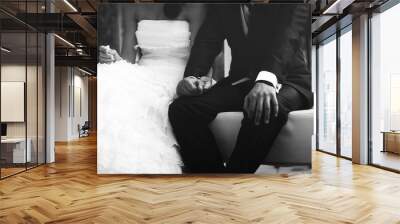 Wedding couple holding hands Wall mural