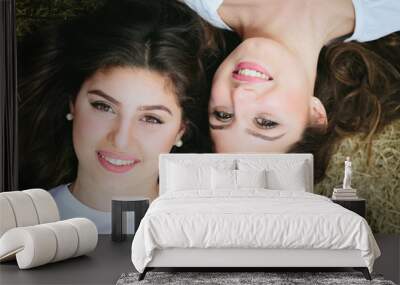 Smiling twins girl Wall mural