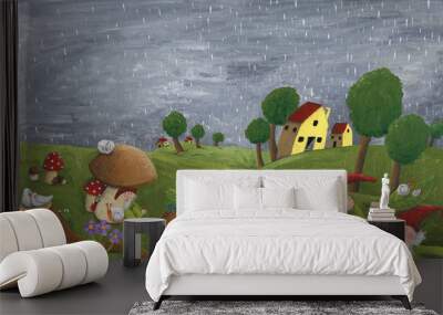 Rainy day in a dwarf land Wall mural