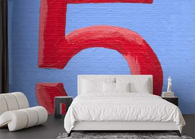 red number five Wall mural