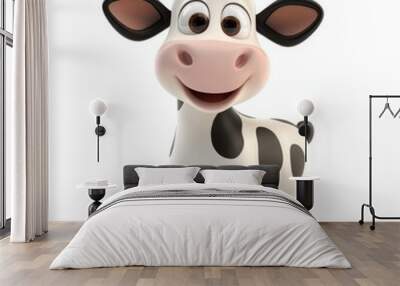 3d cow cartoon isolated on white Wall mural