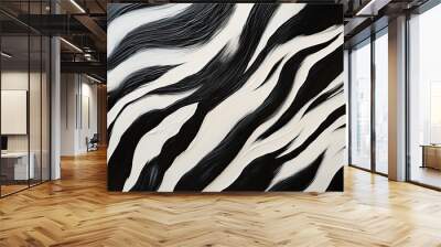 Abstract background, black and white stripes of Zebra. Wall mural