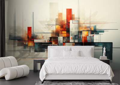 Abstract texture background from colored geometric shapes. Wall mural